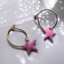 Charger l'image dans la galerie, Mini Créoles avec Étoile en Résine Colorée