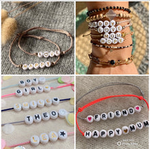 Charger l'image dans la galerie, Bracelet personnalisé perles lettres - Choisissez votre cordon et message