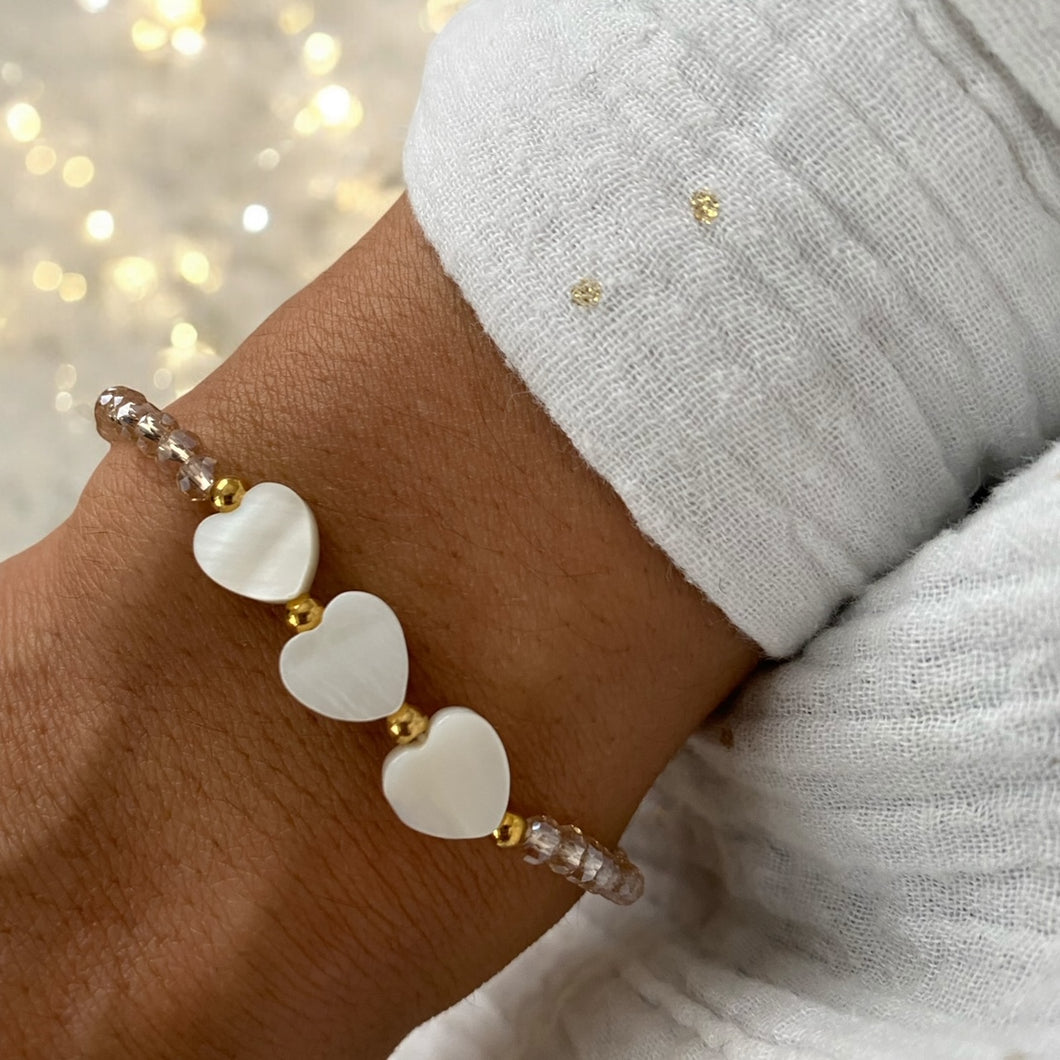 Bracelet coeurs nacre